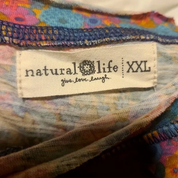 Natural Life Lily T-Shirt Top XXL Lightweight Lettuce Hem Floral LS Pink Boho - Picture 5 of 6
